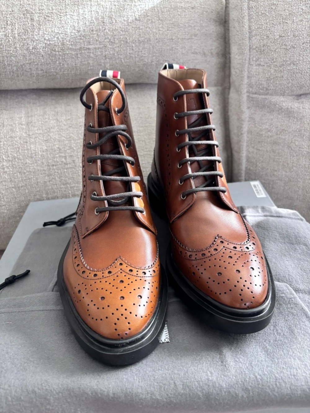 Thom Browne Brown Leather Wingtip Lace-Up Boots 7